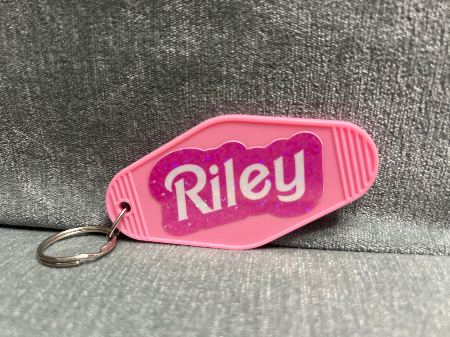 Personalized Barbie Inspired Vintage Retro Style Motel Keychain
