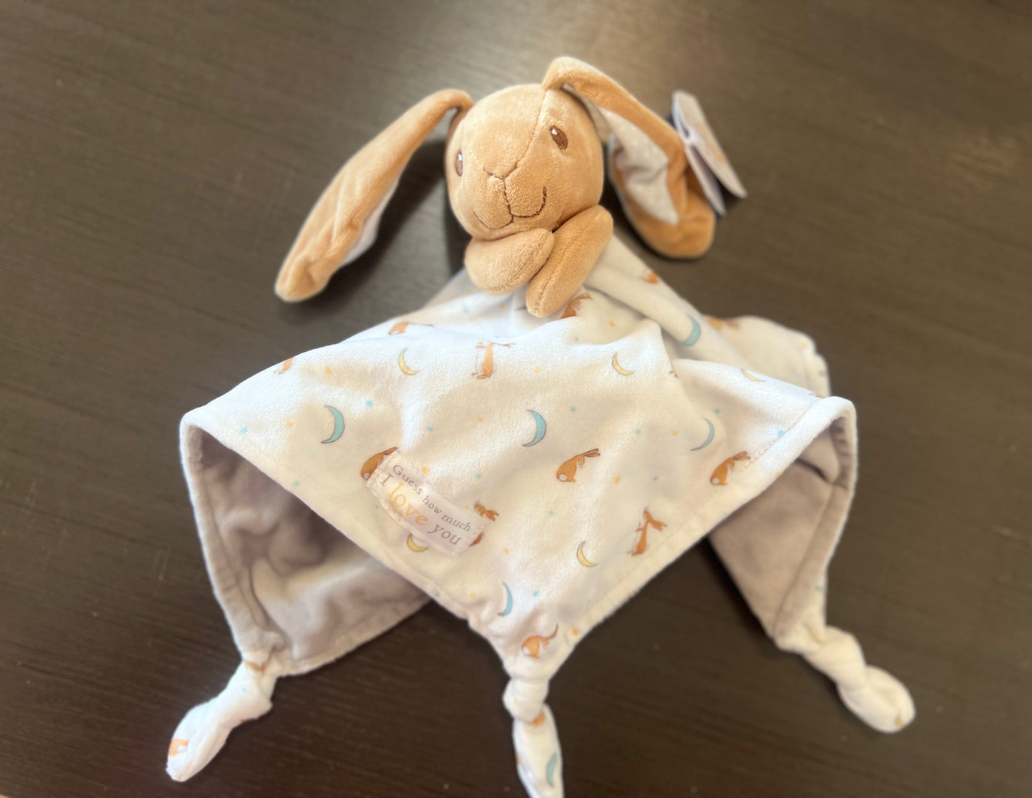 Personalized Bunny Security Blanket / Lovey - Guess How Much I Love You