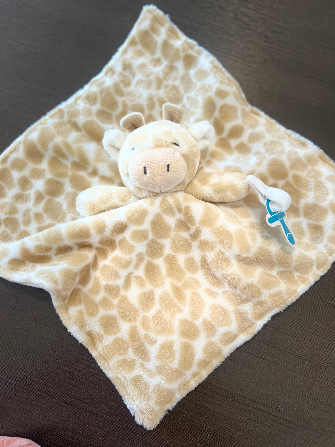 Personalized Giraffe Security Blanket / Lovey with Pacifier Holder