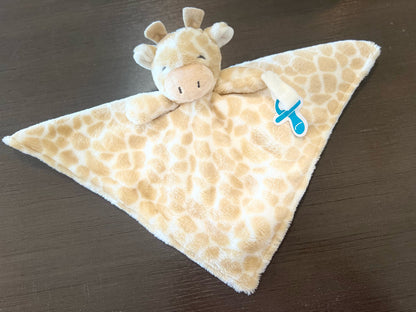 Personalized Giraffe Security Blanket / Lovey with Pacifier Holder