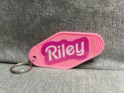 Personalized Barbie Inspired Vintage Retro Style  Motel Keychain