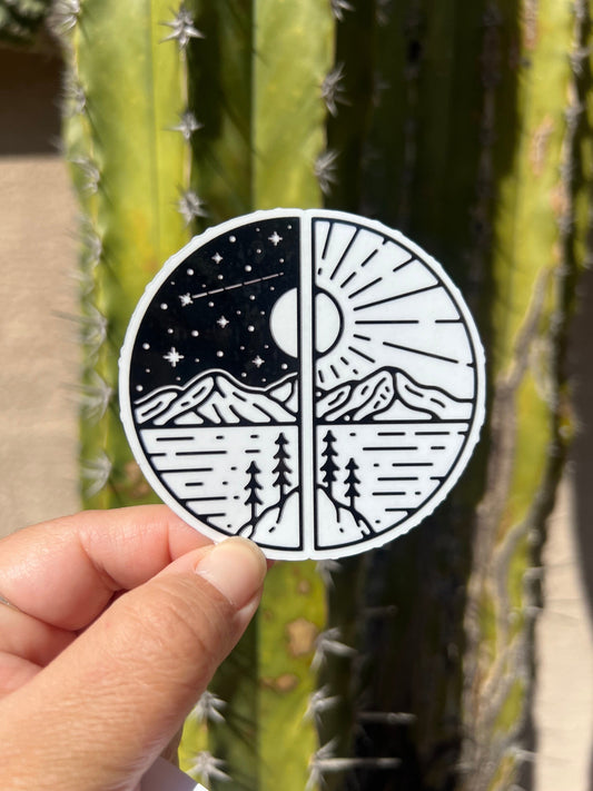 Night Day Travel Adventure - Waterproof Sticker