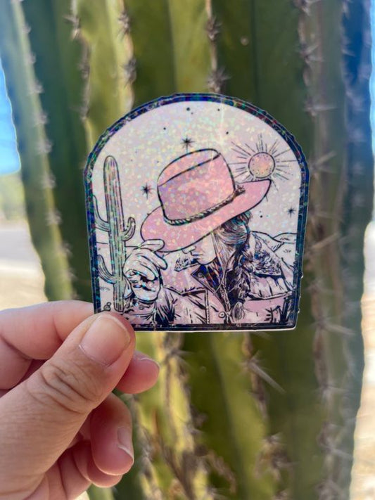 Pink Cowgirl - Waterproof Sticker