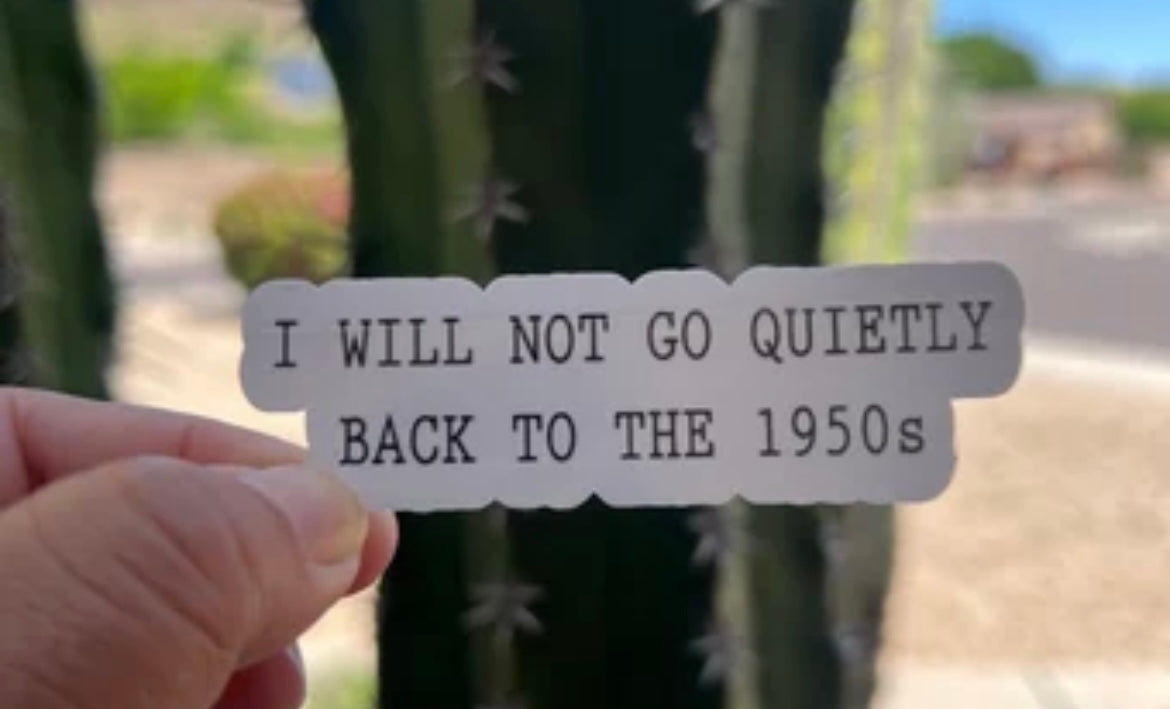 I Will Not Go Quietly Back To The 1950s - Waterproof PRINTED Stickers