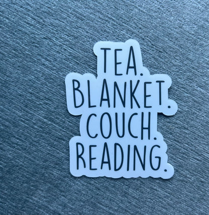 Tea Blanket Couch Reading - Waterproof Sticker