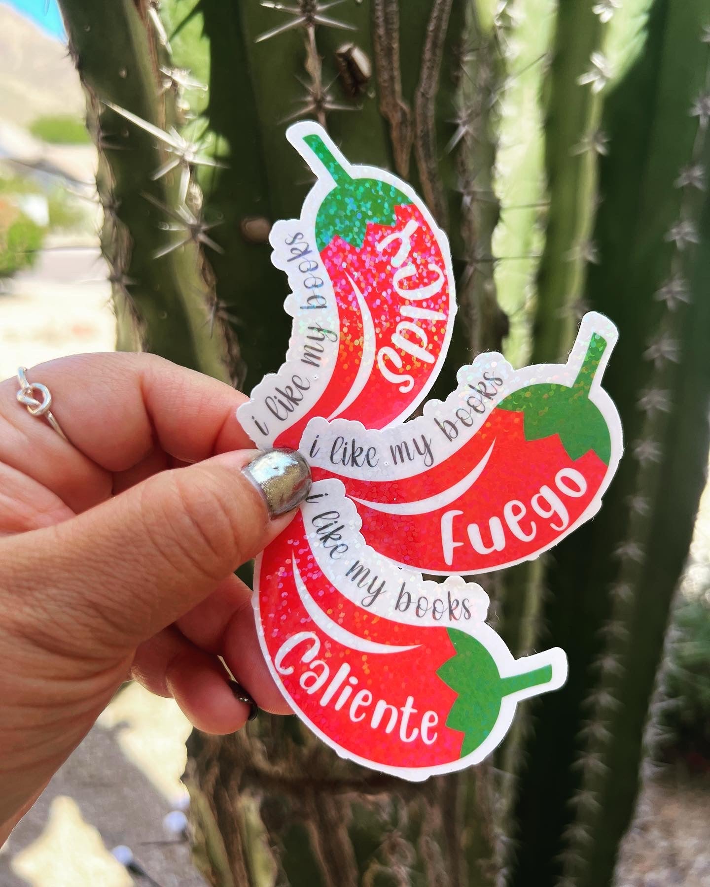 I Like My Books Caliente, Fuego, Spicy - Waterproof PRINTED Stickers