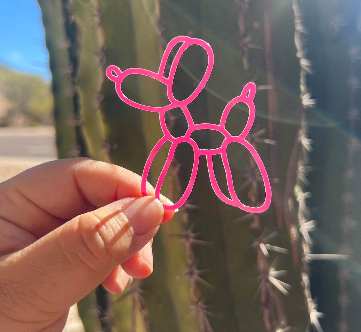 Hot Pink Balloon Dog Waterproof Sticker