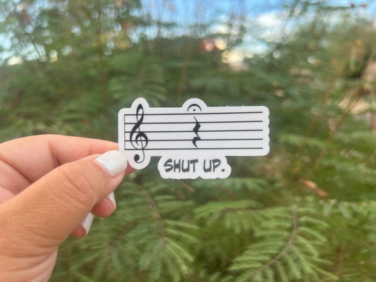 Musical Shut Up Clef Notes - Waterproof Sticker