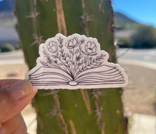 Flowery Books - Waterproof Sticker