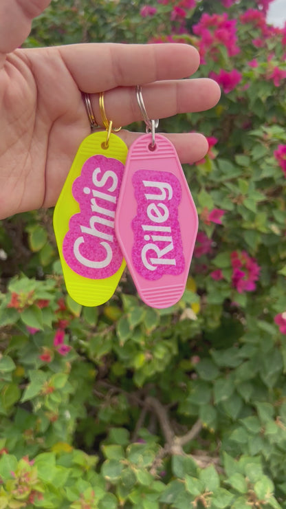 Personalized Barbie Inspired Vintage Retro Style  Motel Keychain